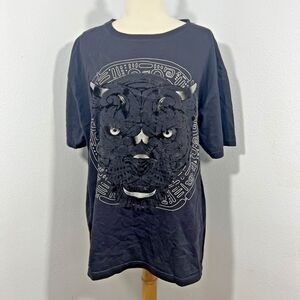 Euro T Shirt Mens XL‎ Black Jaguar Head Vector Graphic Grunge Y2K 90s